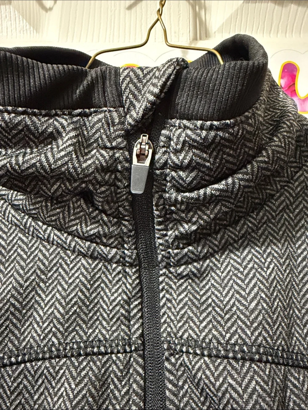 Athletic Works Black and Gray Zip-Up Half Collar Sweater